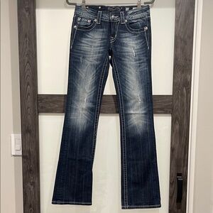 Miss Me Low Rise Dark Blue Boot Cut Jeans 27 NWOT JP5424B